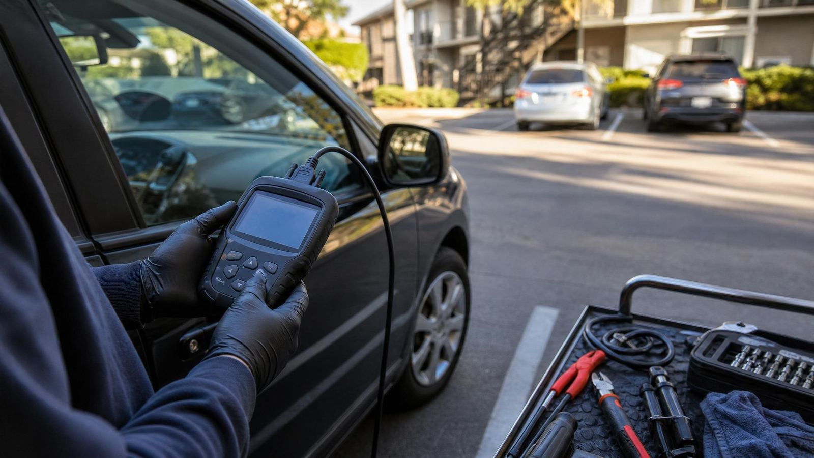 Scanner check at a Tulsa apartment parking lot